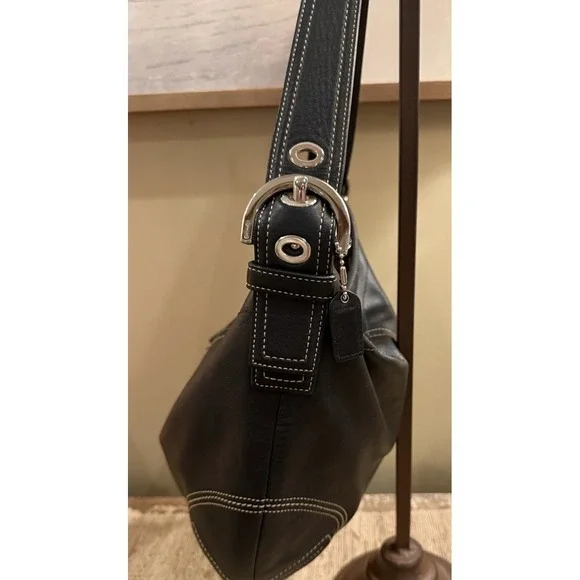 Y2K‎ Coach Soho Black Leather Medium Hobo Tassel Shoulder Bag 8A03 - Picture 8 of 16